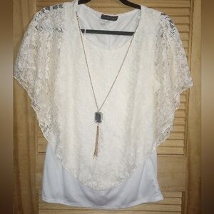 American City Wear cream lace blouse